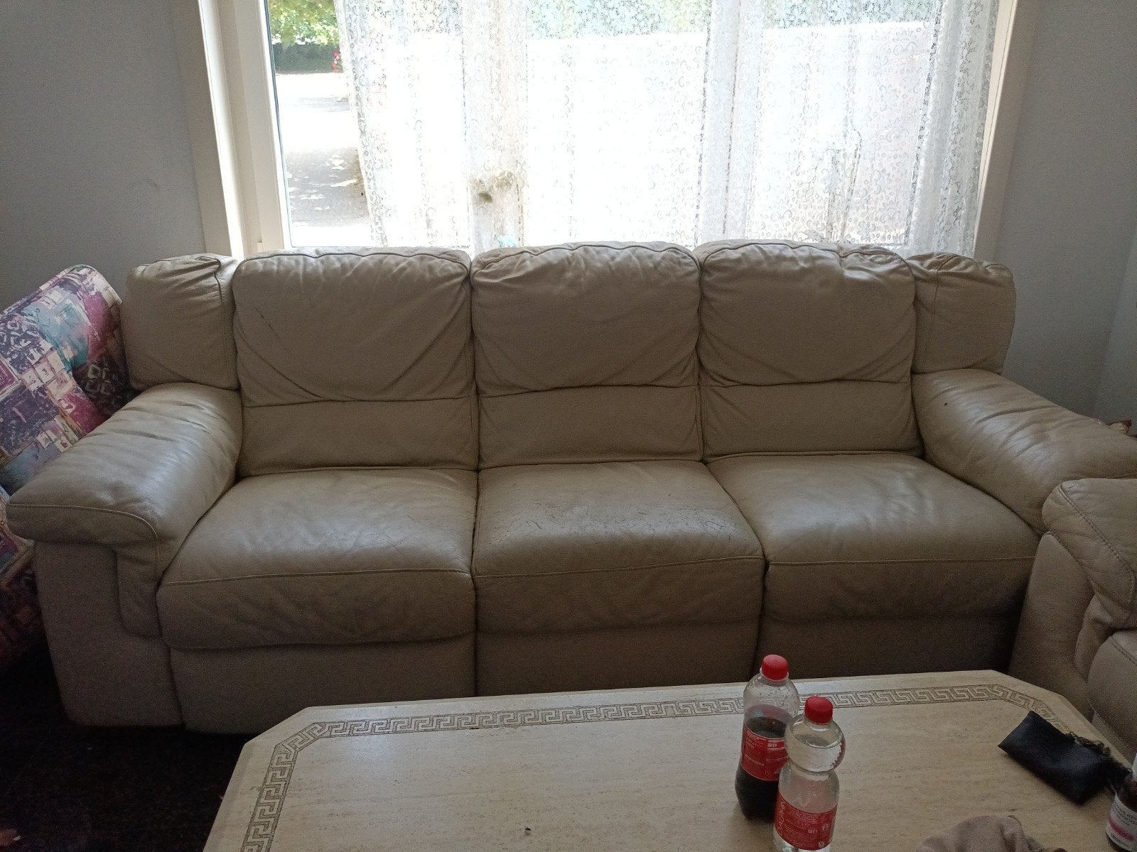 beige zetel, Ophalen of Verzenden, Gebruikt, Leer