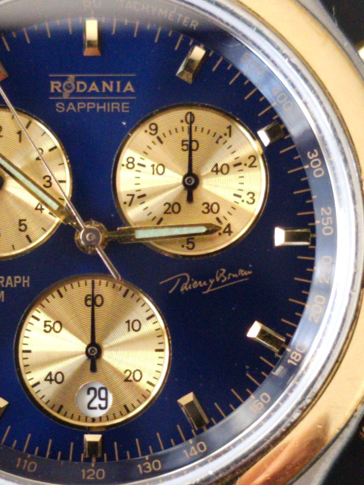 Vintage Rodania F1 Thierry Boutsen Chronograph CT18130, Montre-bracelet, Autres marques, Enlèvement ou Envoi, Avec bracelet