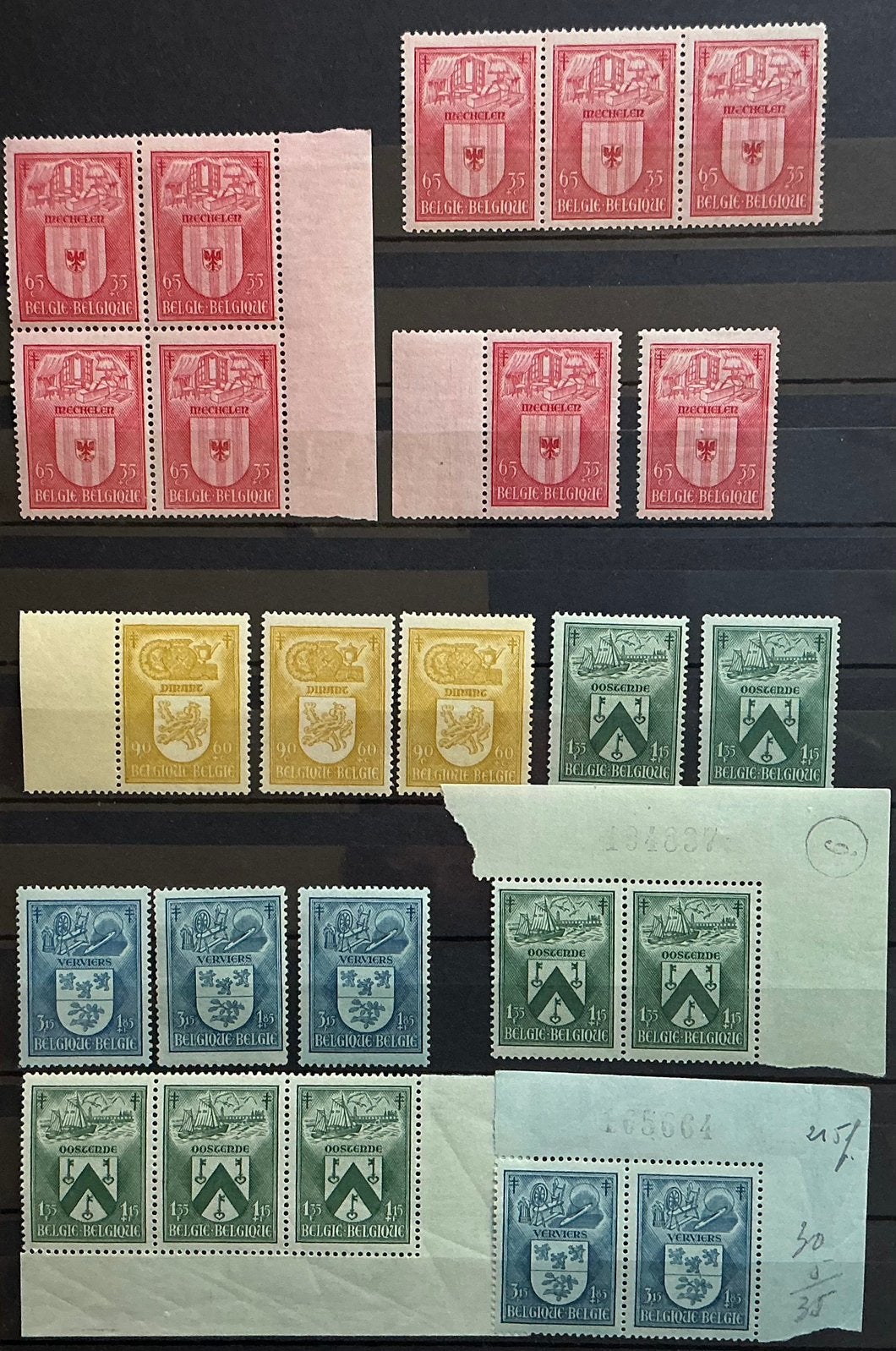 LOT 907. OBP: 743/46. WAPENSCHILDEN. MNH ***, Orginele gom, Ophalen of Verzenden, Postfris, Postfris
