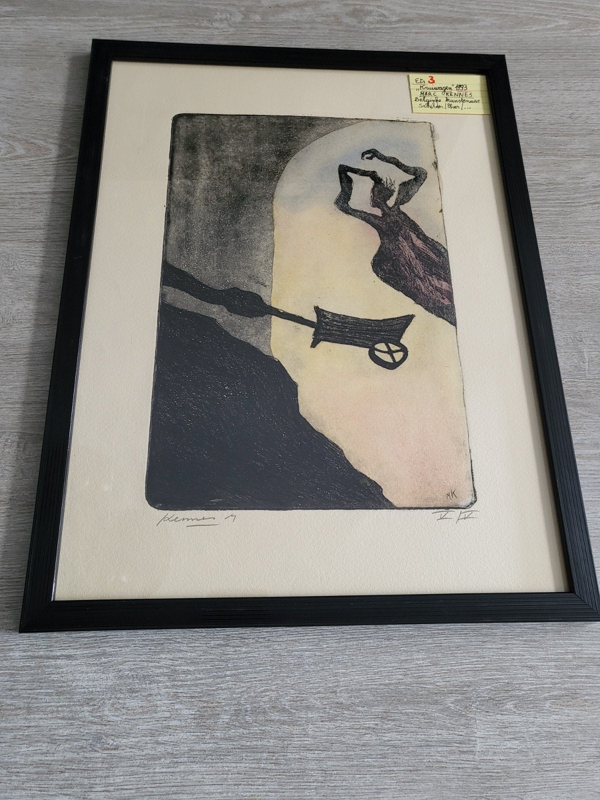 Ets Marc Kennes "kruiwagen" 1993, Ophalen of Verzenden, Ets