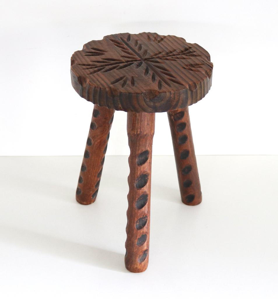 Vintage houten kruk in brutalistische stijl, Enlèvement ou Envoi, Comme neuf, Bois