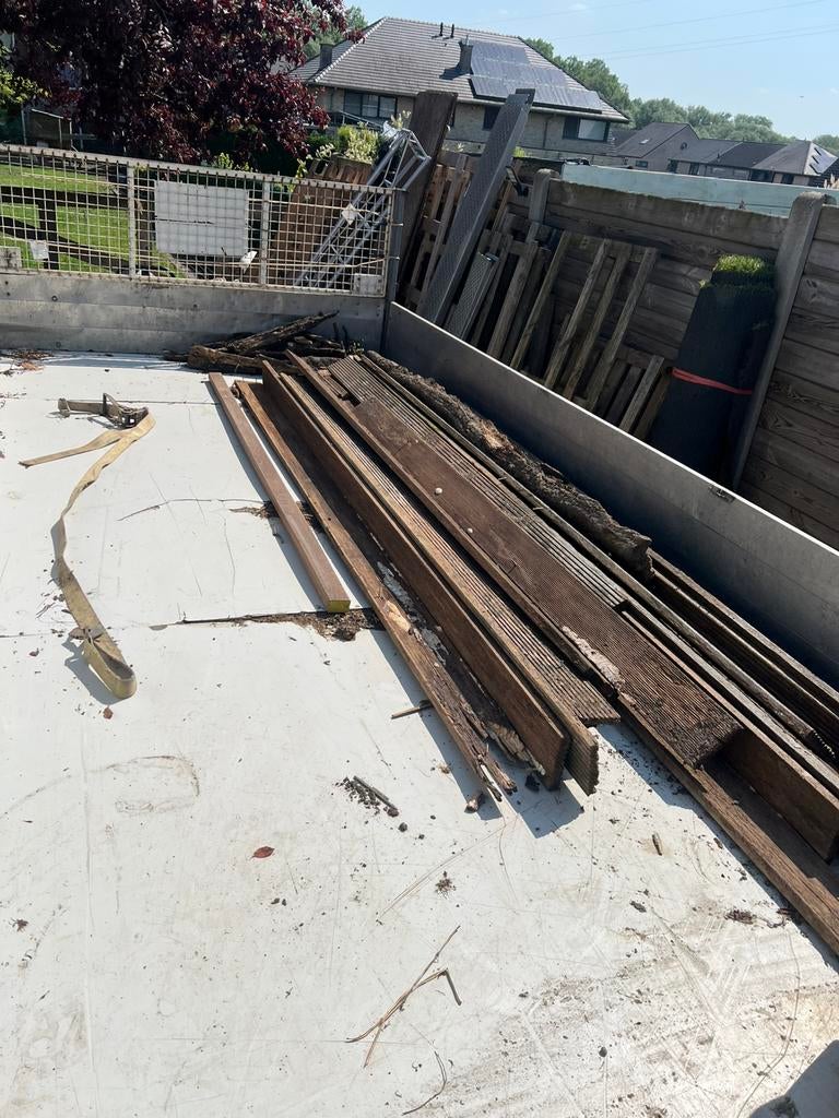 Brandhout hardhout terrasplanken, Tuin en Terras, Ophalen, Zo goed als nieuw