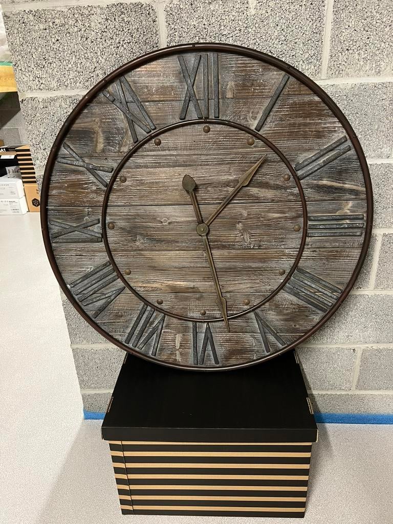 Horloge en bois décorative 92 cm de diamètre., Enlèvement, Comme neuf