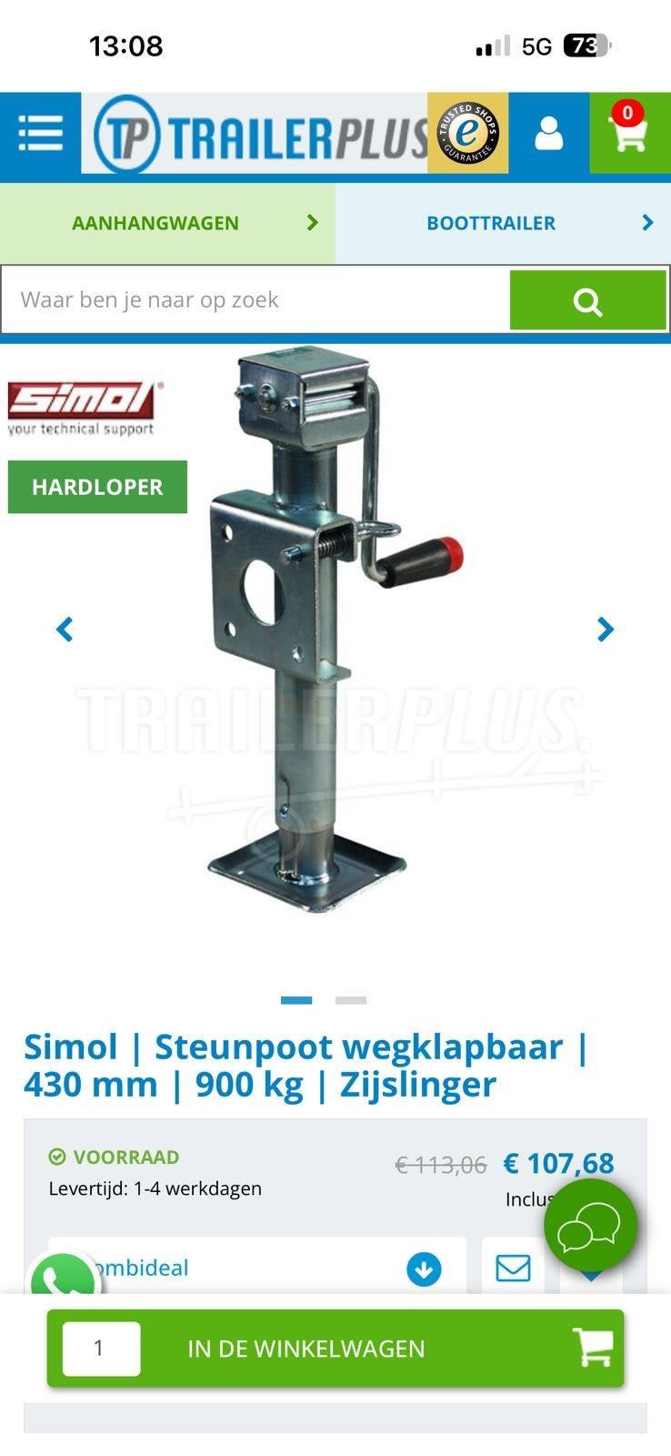 Trailer steunen, Ophalen, Nieuw
