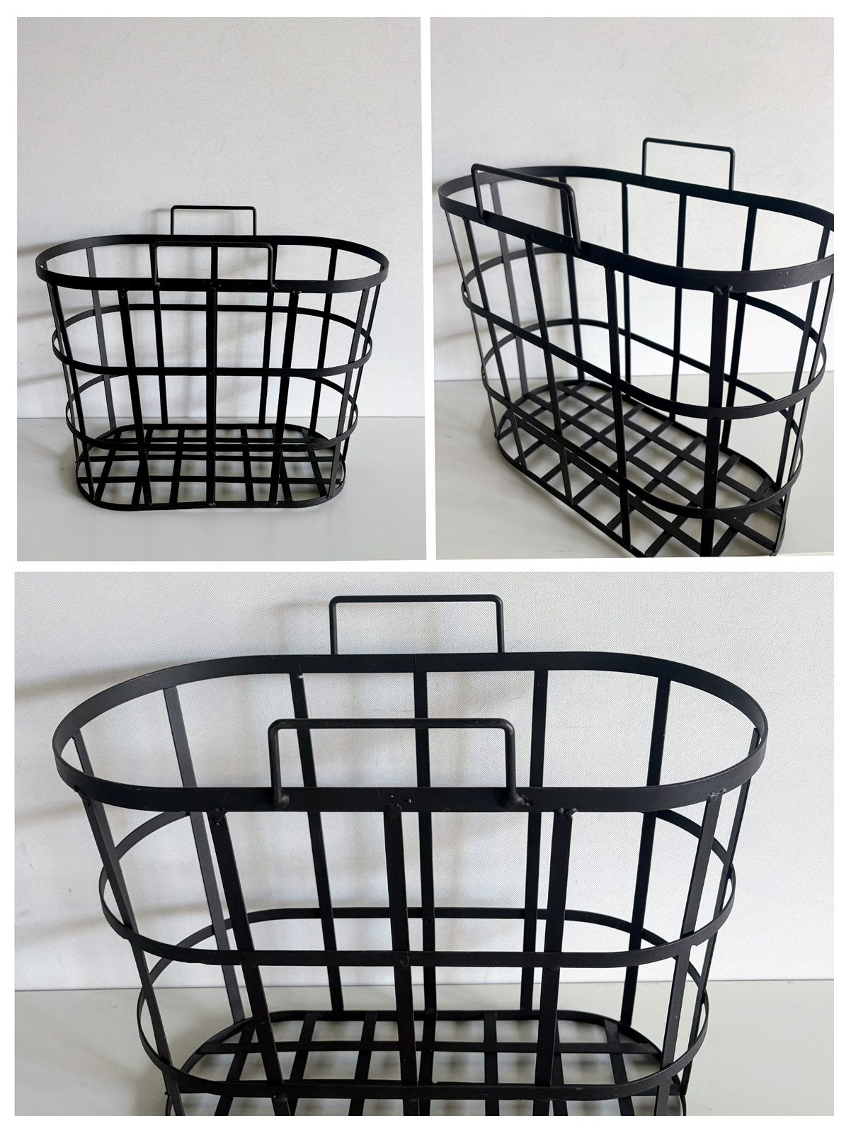 Panier / porte-bouteille en métal noir Vintage industriel, Ophalen, Overige materialen, Gebruikt, Mand