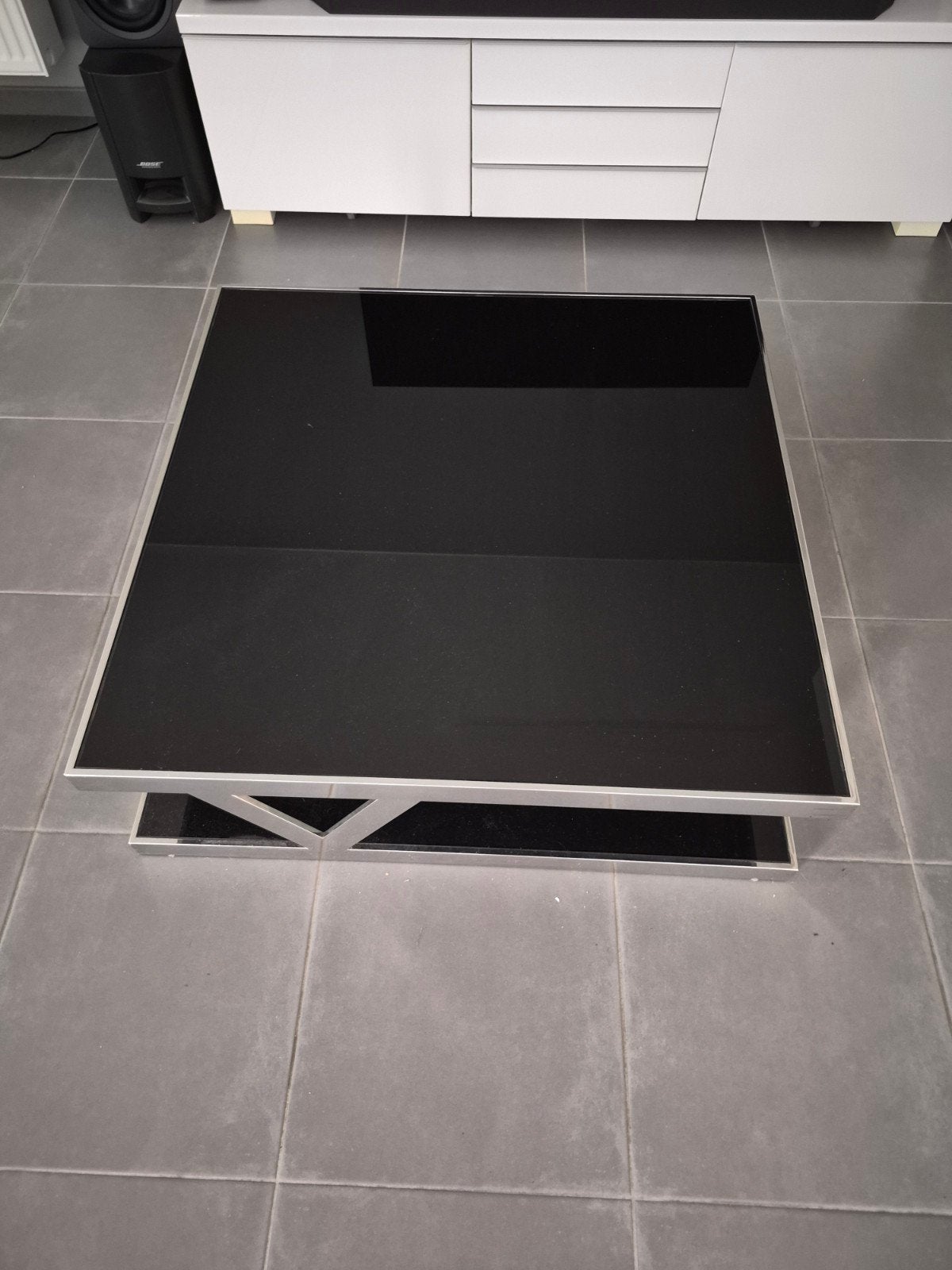 salontafel zwart glanzend glas, Ophalen of Verzenden