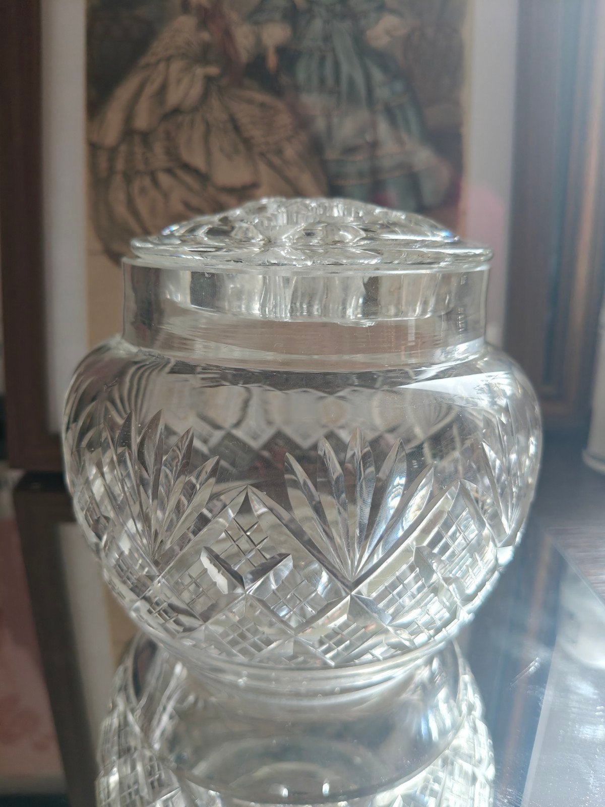 Oude handgeslepen kristallen rose bowl/piqué fleurs, Ophalen of Verzenden