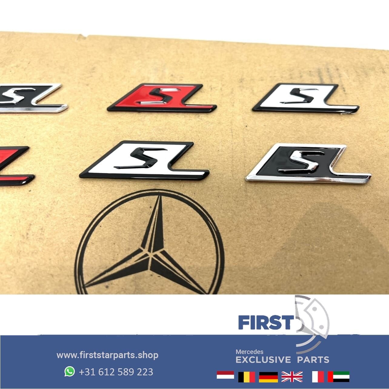 S LOGO ROOD WIT GRIJS ZWART A45 CLA45 GLA45 C63 E63 GLC63 GL, Gebruikt, -, Ophalen of Verzenden, -