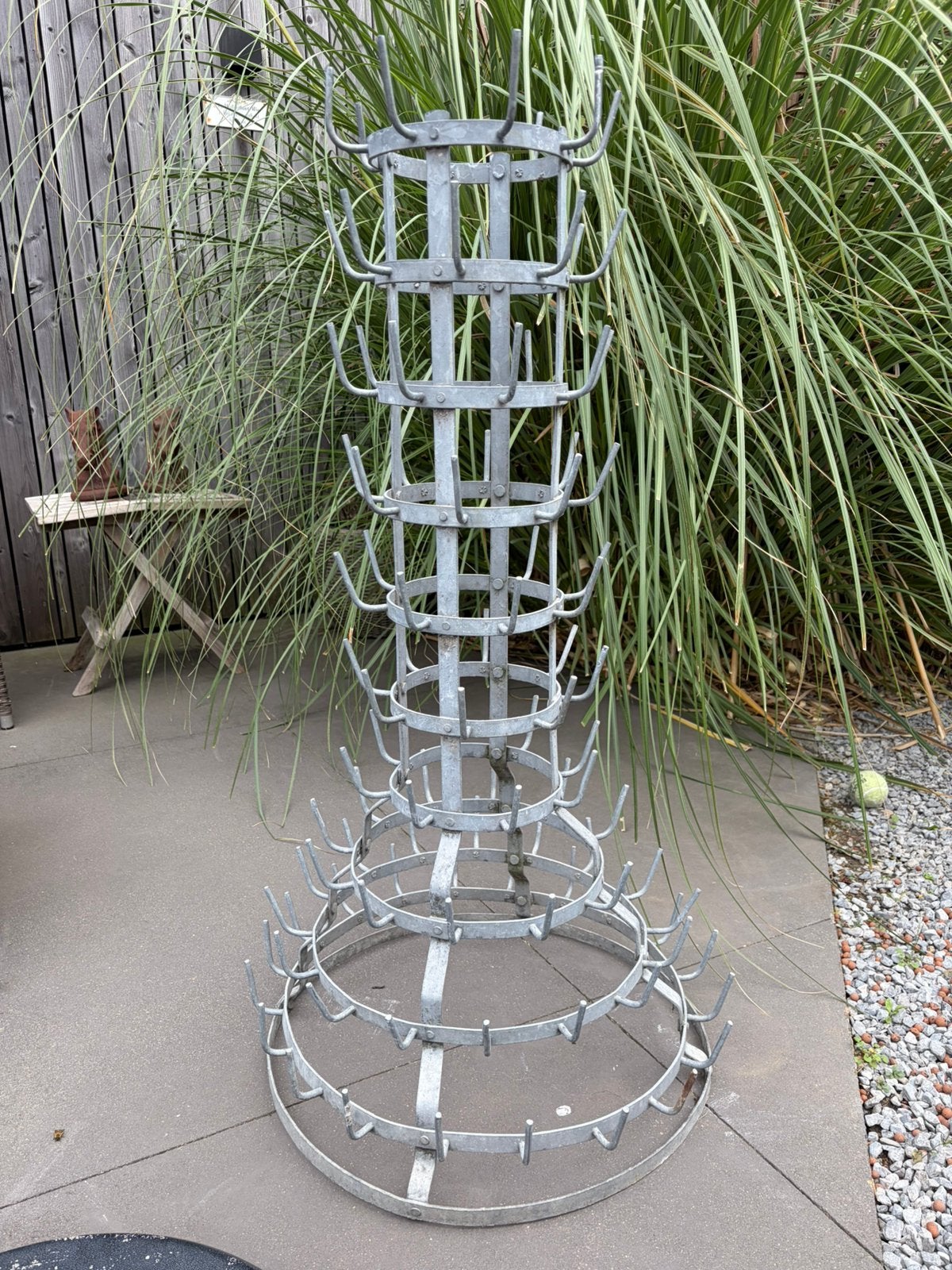 Brocante Frans flessendroogrek in zink 100 cm, Huis en Inrichting, Ophalen, Zo goed als nieuw
