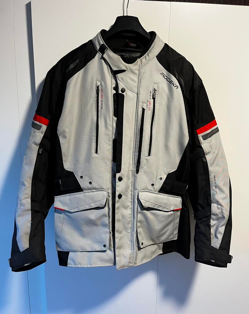 Veste textile modeka stricker grise 5 xl, Ophalen, Tweedehands, Heren, Jas | textiel