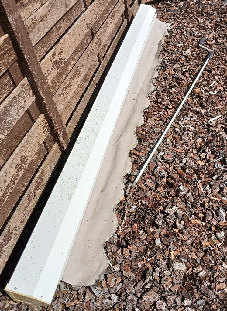 Zonneluifel manueel, Tuin en Terras, Ophalen, Gebruikt, 250 cm tot 450 cm, Uitvalscherm