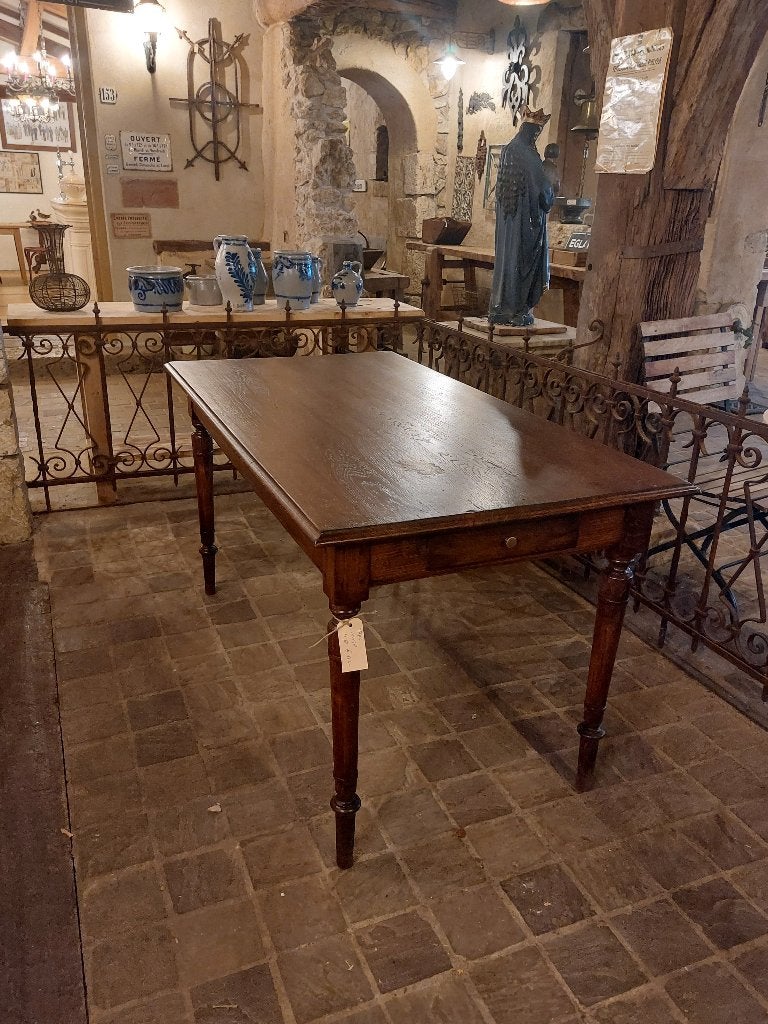 Belle petite table ancienne avec 2 tiroirs de 150 cm de long, Enlèvement