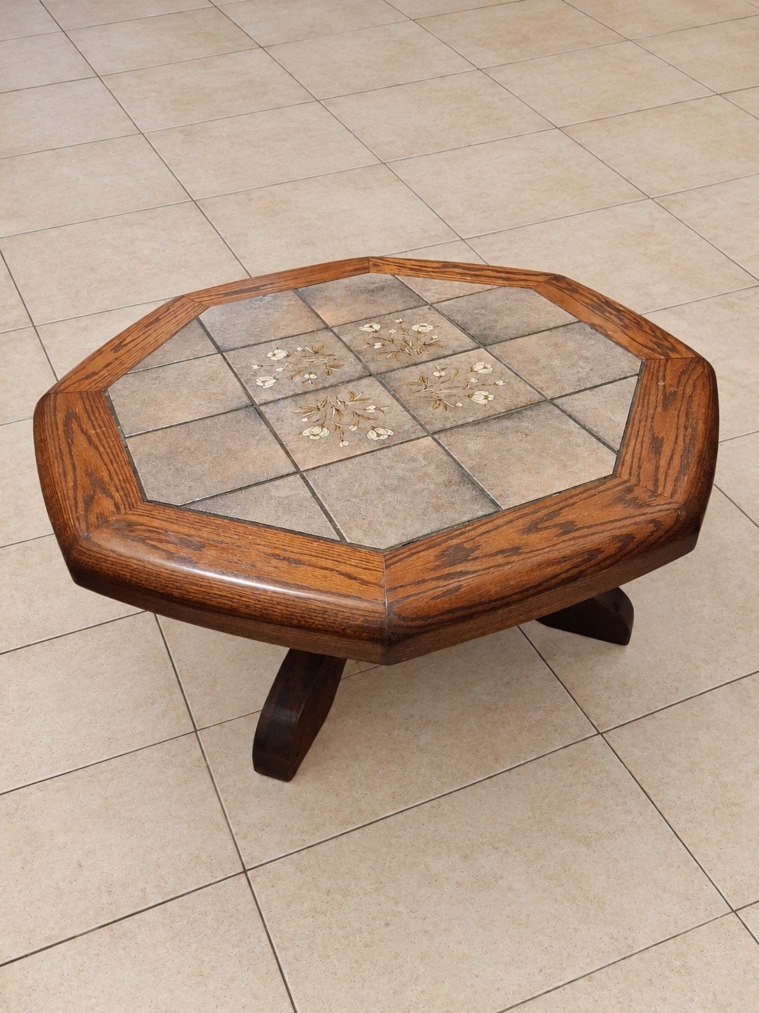 Massieve eiken salontafel met tegelblad, Ophalen, Gebruikt, Eikenhout, Overige vormen