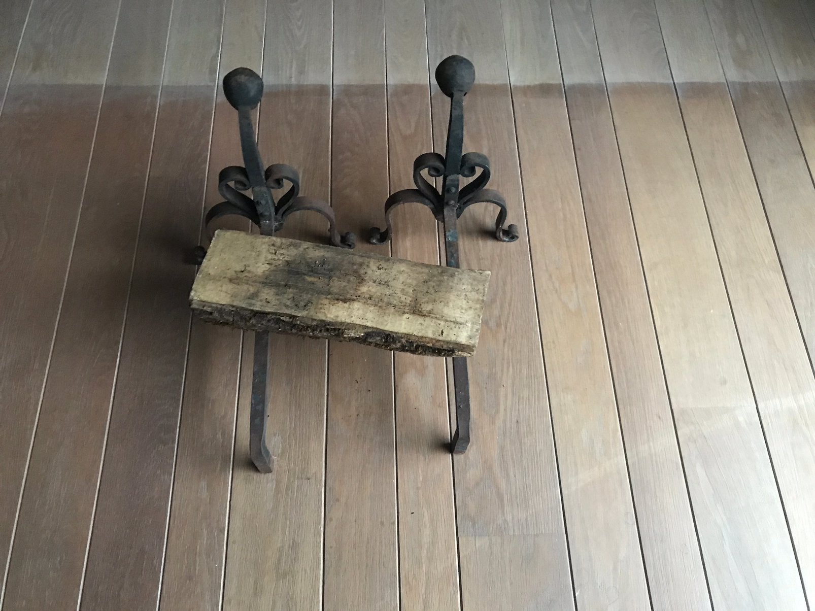 2 houtstaanders voor open haard, Huis en Inrichting, Haarden, Ophalen, Gebruikt