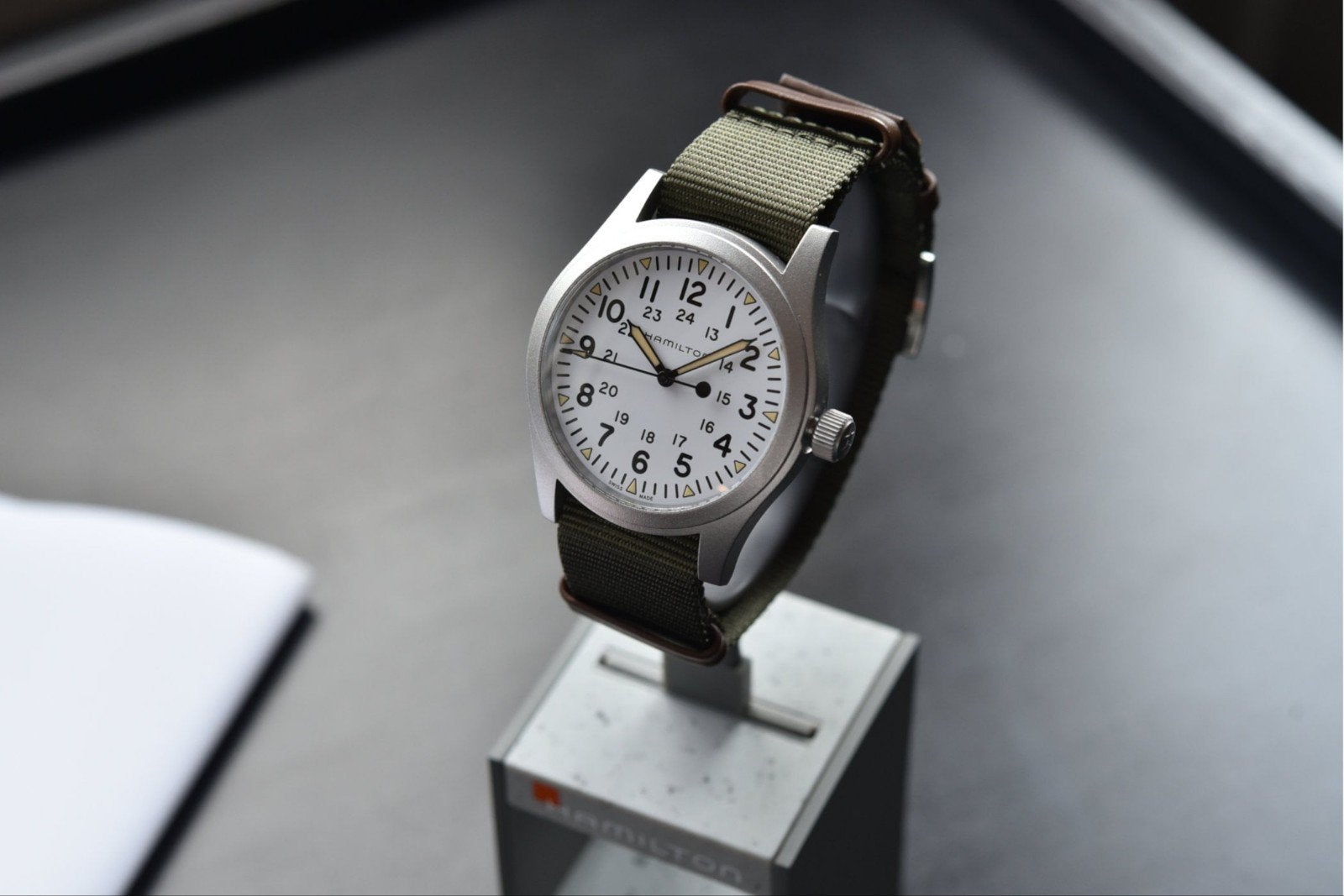 hamilton khakie field mechanical 38mm, Handtassen en Accessoires, Ophalen of Verzenden, Groen