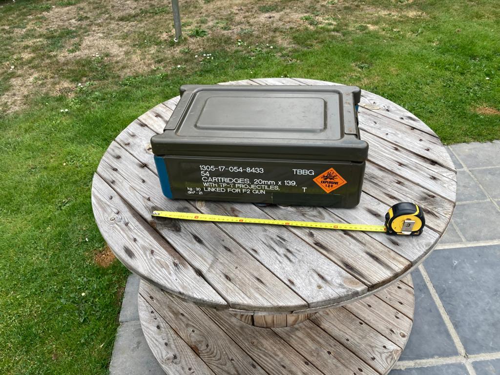 Duitse metalen munitiekist 20mm leeggewicht 11kg, Ophalen of Verzenden