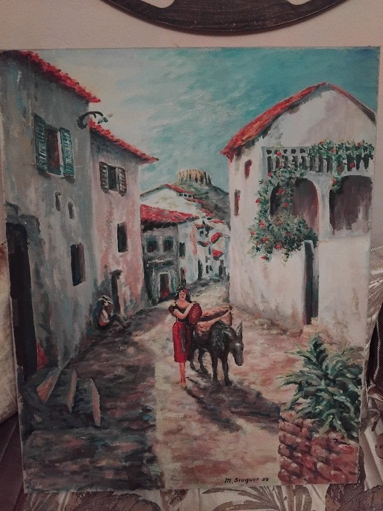 Tableau ancien, Antiquités & Art, Paysage, Enlèvement, Signé, Autres techniques