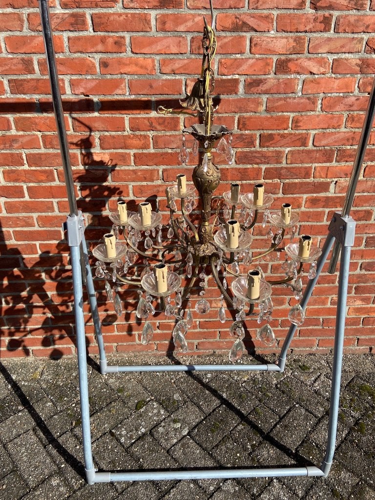 12-armige messing/bronzen kroonluchter, Antiek en Kunst, Ophalen