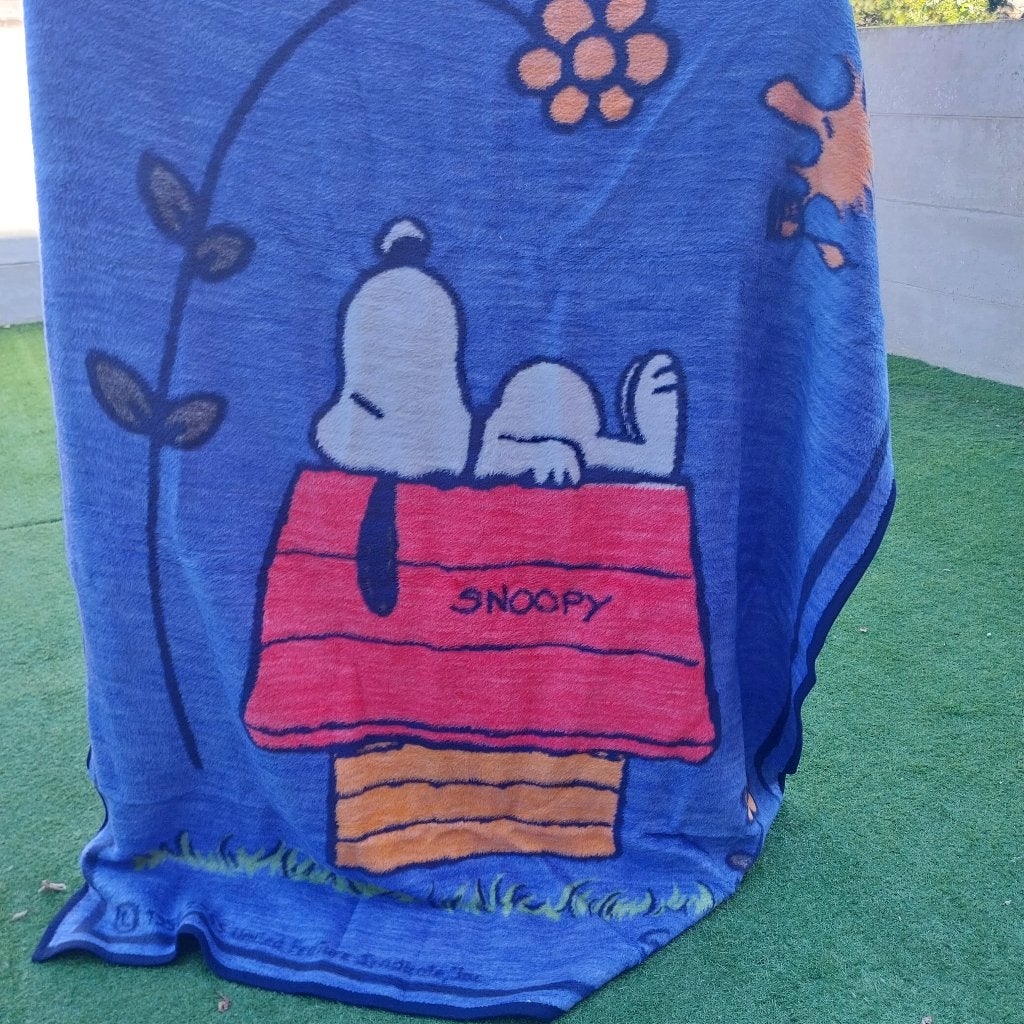 Eenpersoons deken Snoopy, Enfants & Bébés, Couverture, Comme neuf, Multicolore, Enlèvement