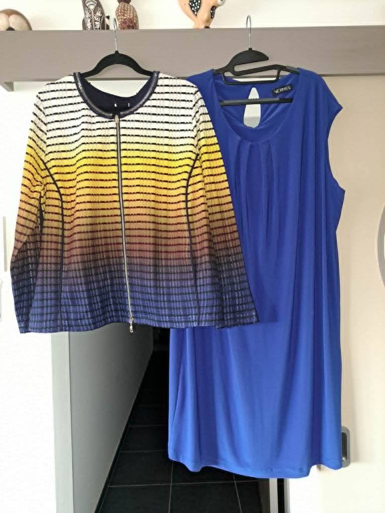 Verpass, blauwe jurk, en/of Sommermann jasje, 52 / 54, Ophalen of Verzenden, Zo goed als nieuw, Blauw, Jurk