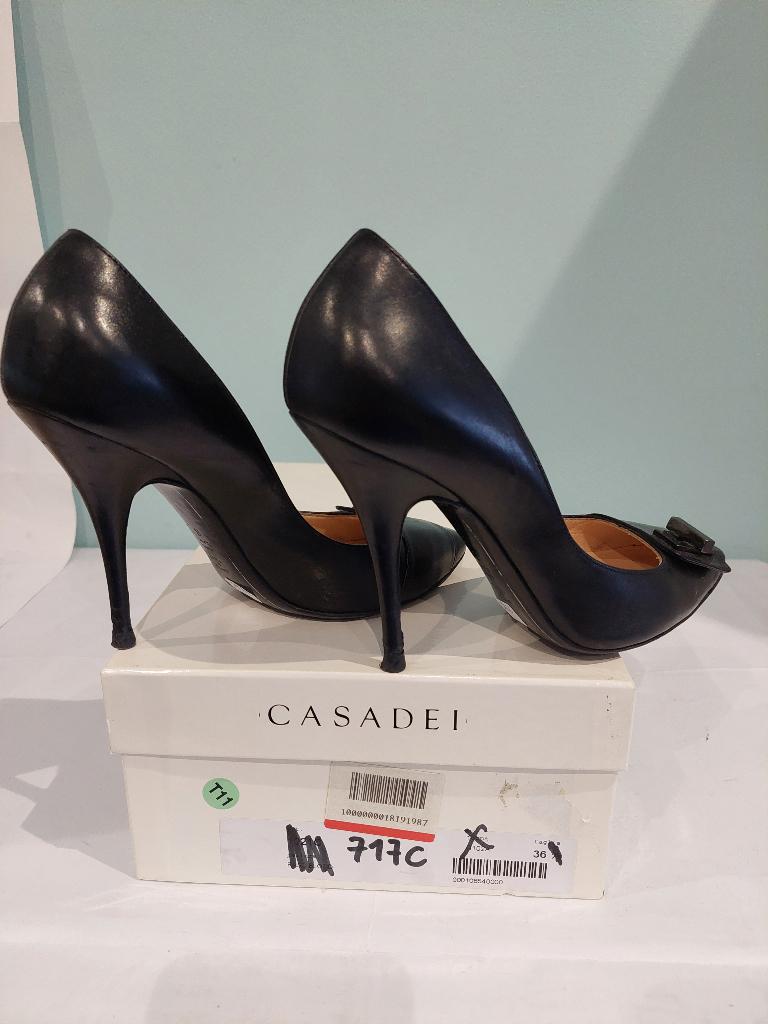 717C* Casadei - mooie zwarte leren pumps (36,5), Pumps, Verzenden, Zwart, Gedragen
