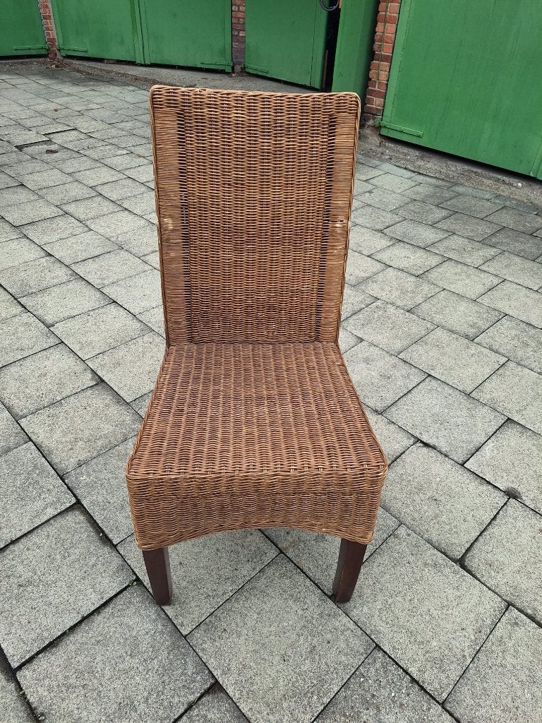 8 rieten eetkamer stoelen, Ophalen, Gebruikt, Bruin, Rieten uitvoering