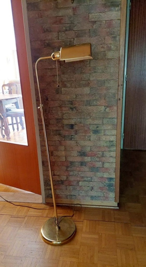 Verstelbare messing staande lamp   105 tot 160 cm, Ophalen, Gebruikt, 100 tot 150 cm, Metaal