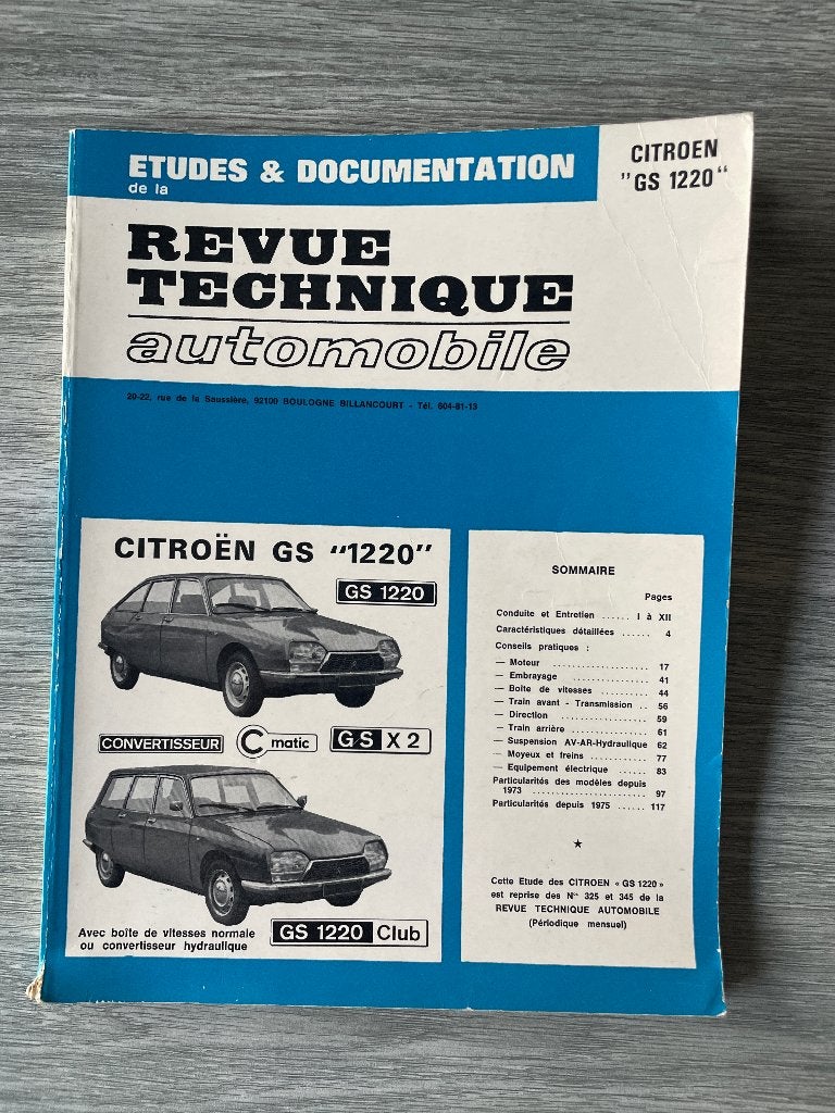 Revue Technique Automobile Citroën GS, Autos : Divers, Modes d'emploi & Notices d'utilisation, Enlèvement ou Envoi