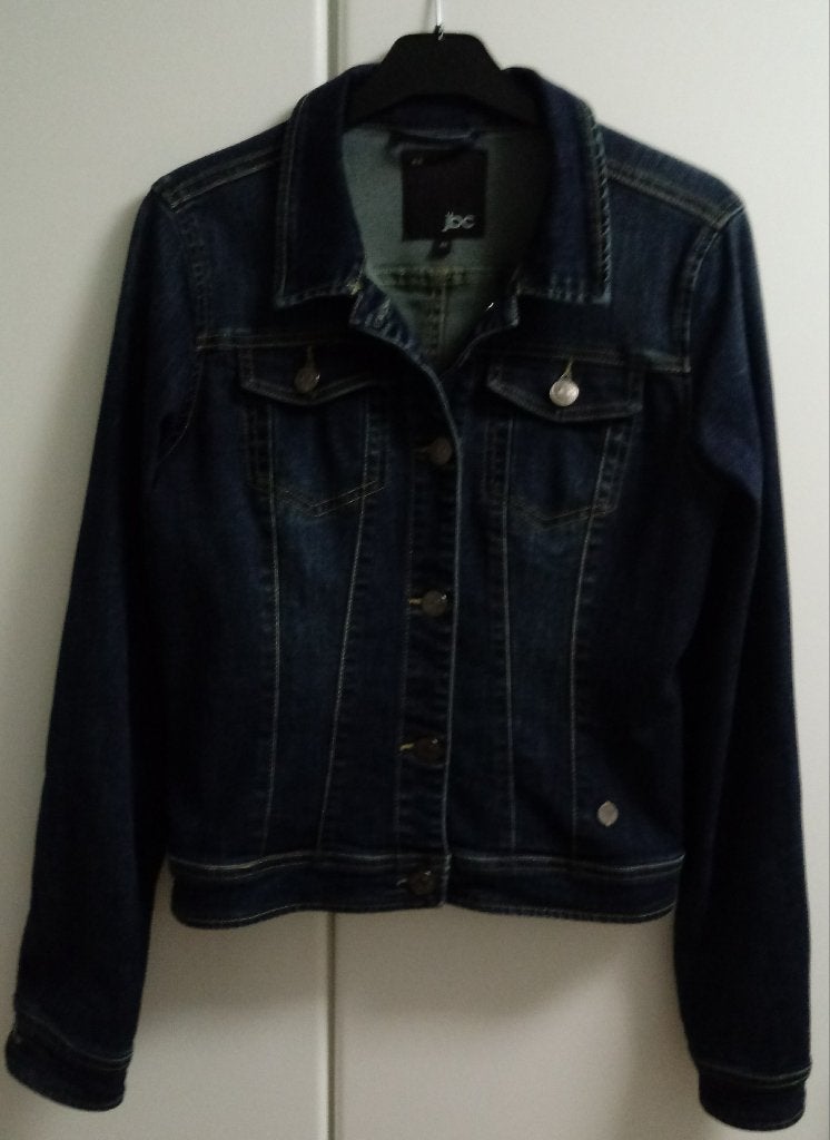 Blauw jeansvestje met kraag, maat 44, Kleding | Dames, Spijkerbroeken en Jeans, Ophalen of Verzenden, Zo goed als nieuw, Blauw
