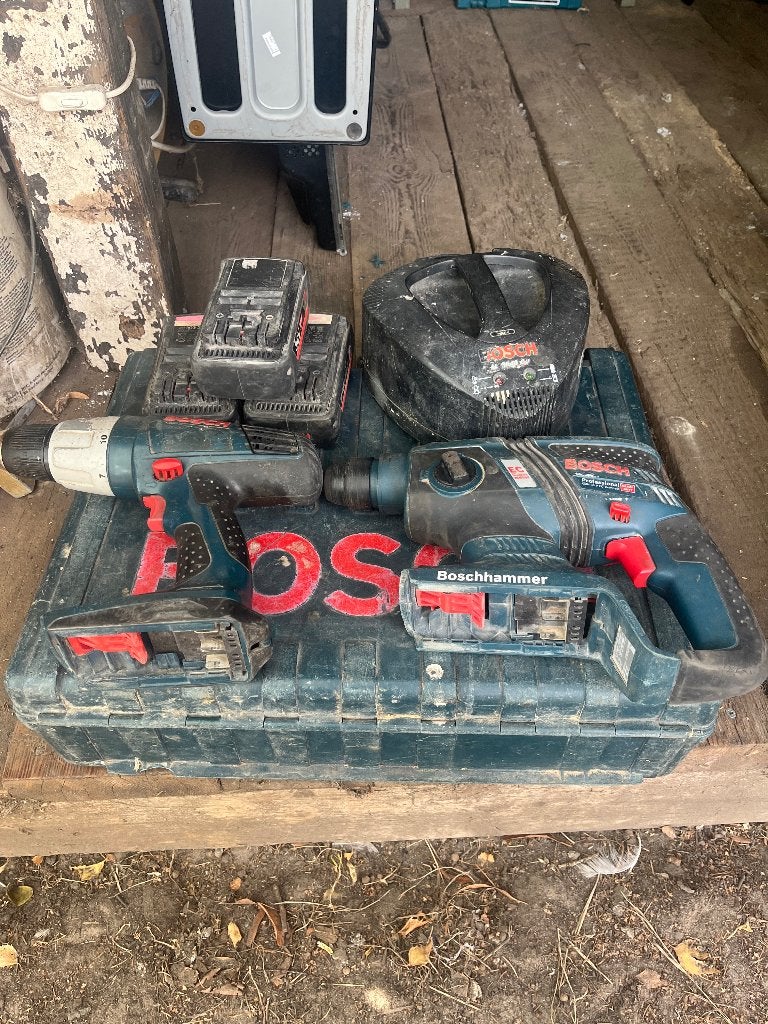 klopboormachine en boormachine 36 v met 3 accu, Ophalen, Gebruikt, Boor- en Schroefmachine, Klopboormechanisme