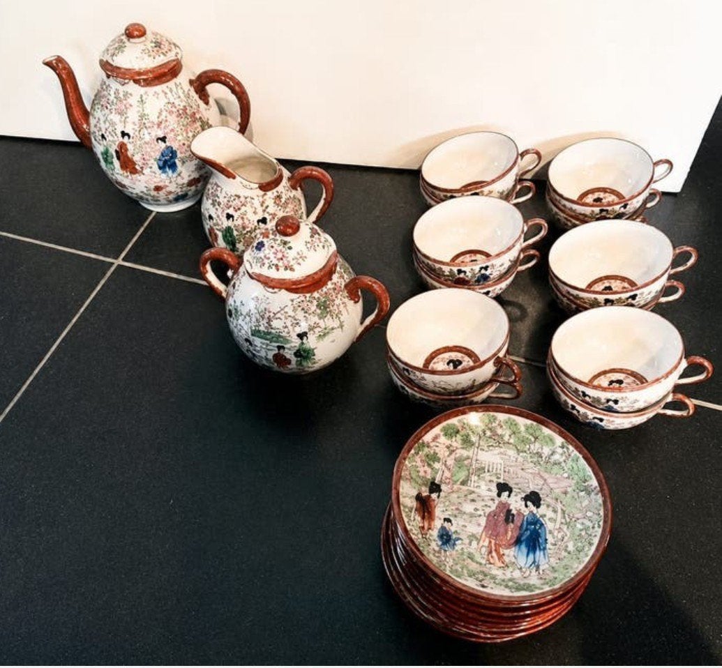 Prachtig Vintage Japans Porseleinen Theeservies (Compleet), Enlèvement