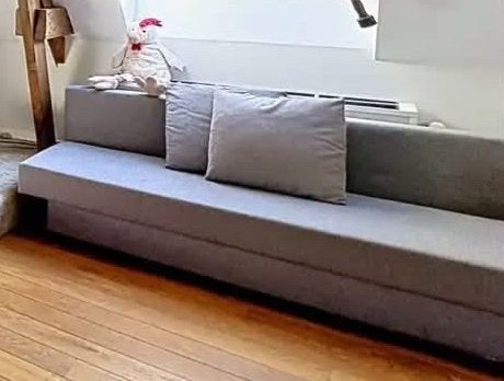 Clic clac bed, Huis en Inrichting, Ophalen, Gebruikt, Tweepersoons, Grijs