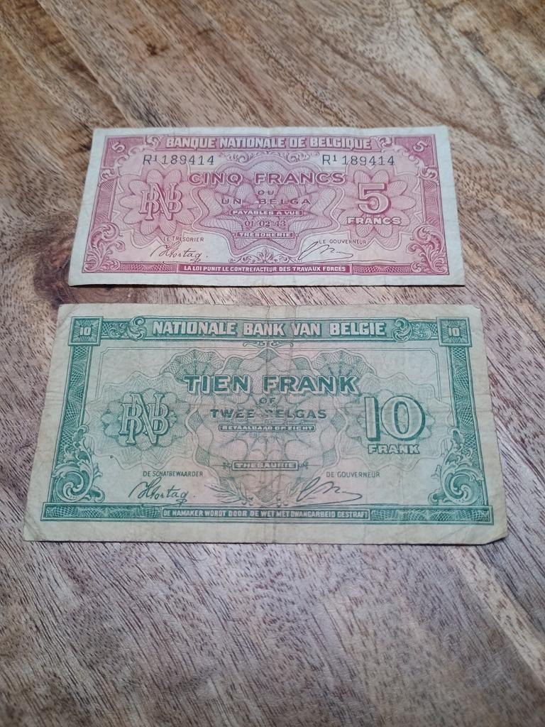 5 en 10 frank Oorloggeld 1943  België belgas, Verzenden