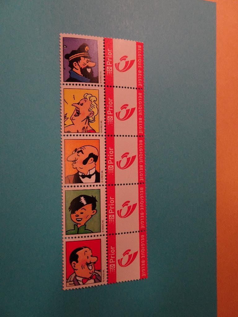 Feuillet 5 timbres Prior Tintin - Les personnages B, Enlèvement ou Envoi, Tintin, Comme neuf, Image, Affiche ou Autocollant