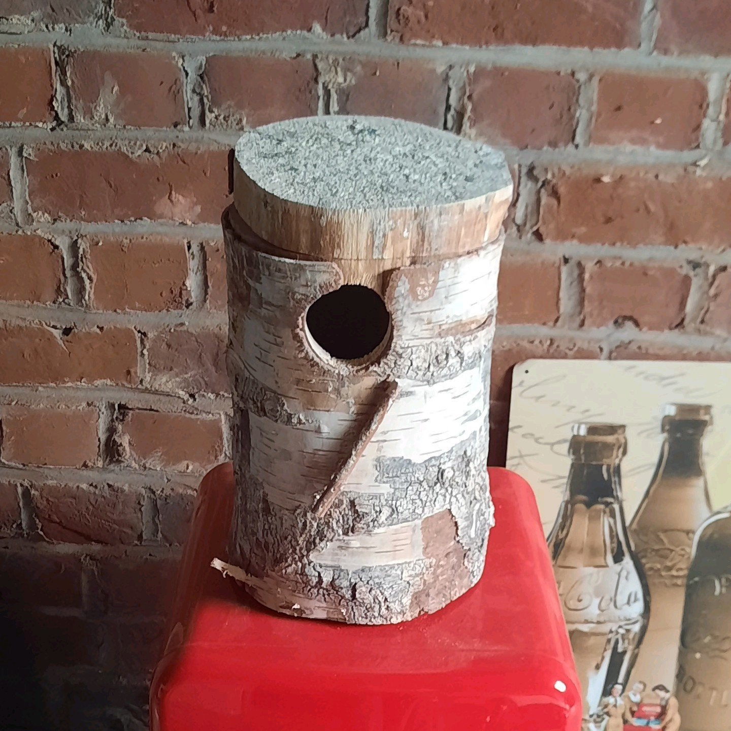 Broed blok vogels valkparkieten berk boomstronk nestkast, Ophalen of Verzenden, Gebruikt