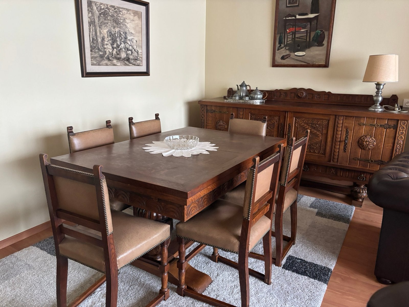 Salle à manger massive, Enlèvement, Comme neuf, 6 à 8 chaises