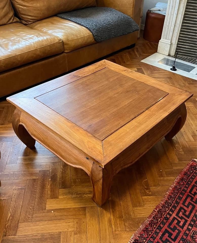 Table basse de style asiatique 70x80cm coffee table, Teck, Moins de 50 cm, Asian cabriole, 50 à 100 cm