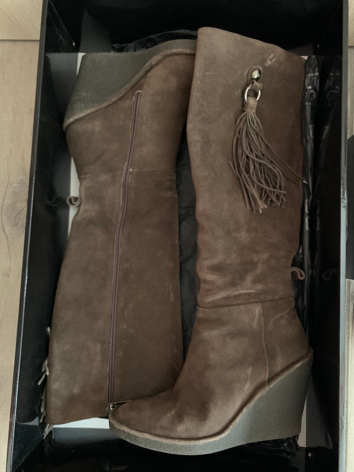Bottes en dain 37, Brun, Enlèvement, Porté, Bottes hautes