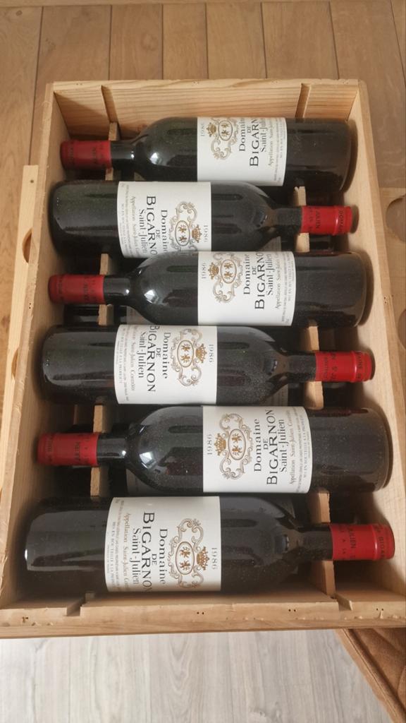 ​Complete kist (12 st.) Domaine de Bigarnon 1986 Saint-Julie, Collections, Vins, Enlèvement