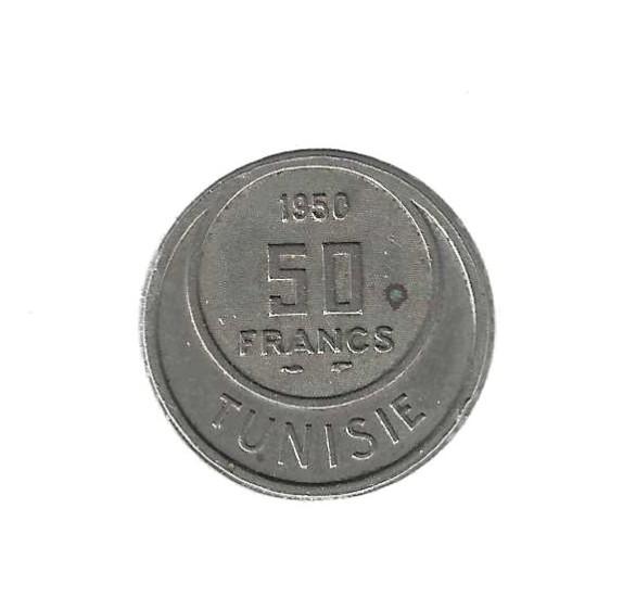 Tunesië, 50 Frank 1950., Postzegels en Munten, Ophalen of Verzenden, Overige landen, Losse munt