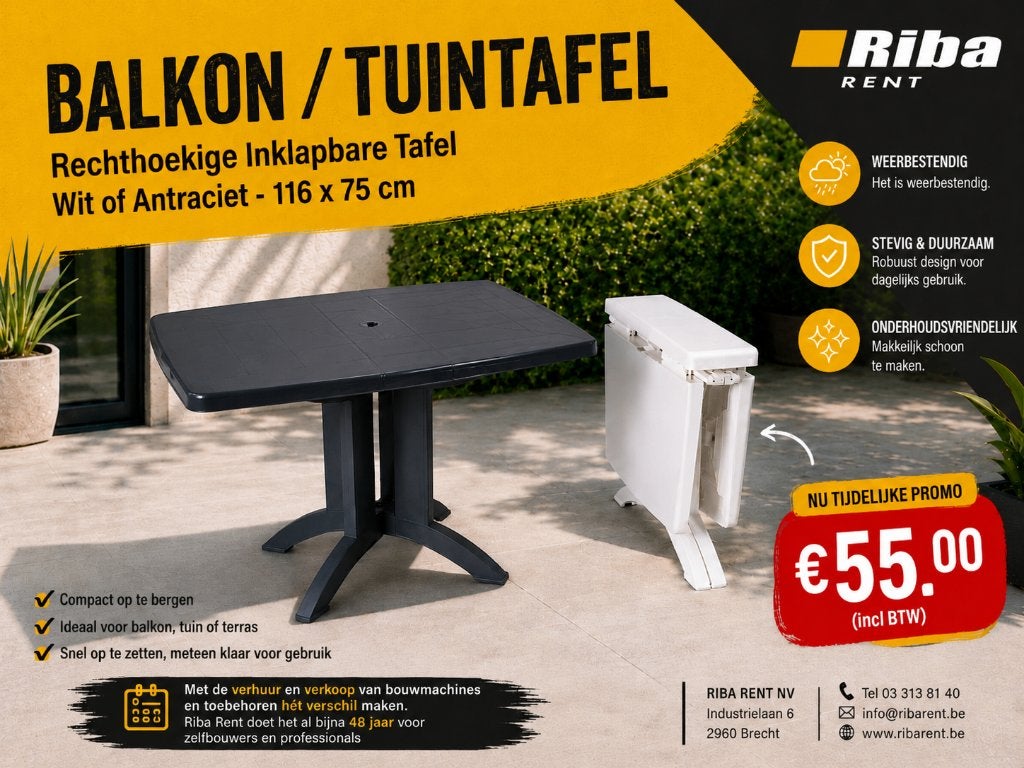 Tuintafel, Tuin en Terras, Tuintafels, Ophalen, Nieuw, Ovaal, Kunststof