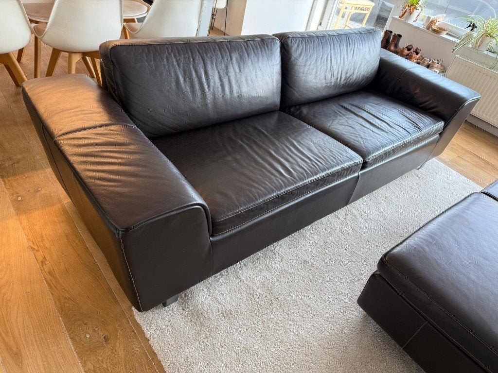 Lederen 3-zit Henders & Hazel – modern design – topstaat, Maison & Meubles, Canapés | Salons, 200 à 250 cm, Banc droit, Comme neuf