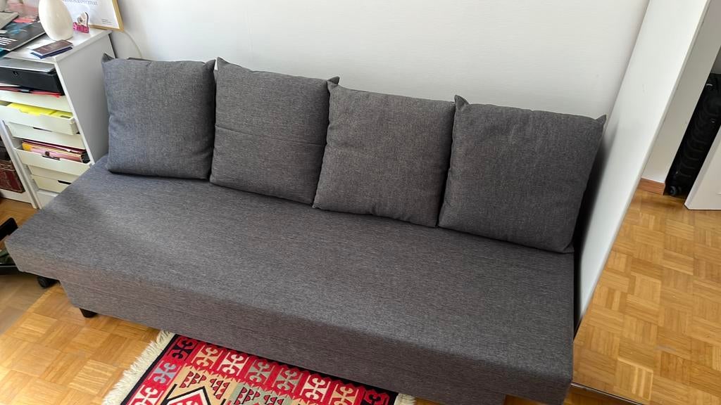 Canapé convertible gris foncé – très bon état, Enlèvement, Comme neuf, Bois
