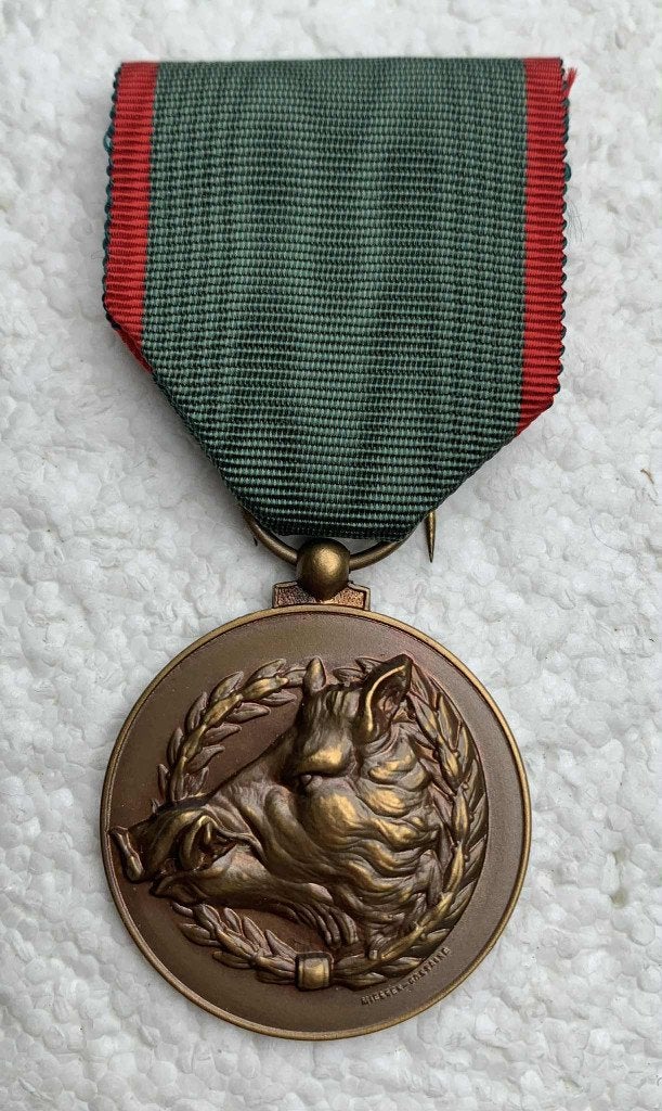 Medaille, 1ste Bat Ardense Jagers veteranen RESISTE et MORDS, Ophalen of Verzenden, Landmacht, Lintje, Medaille of Wings