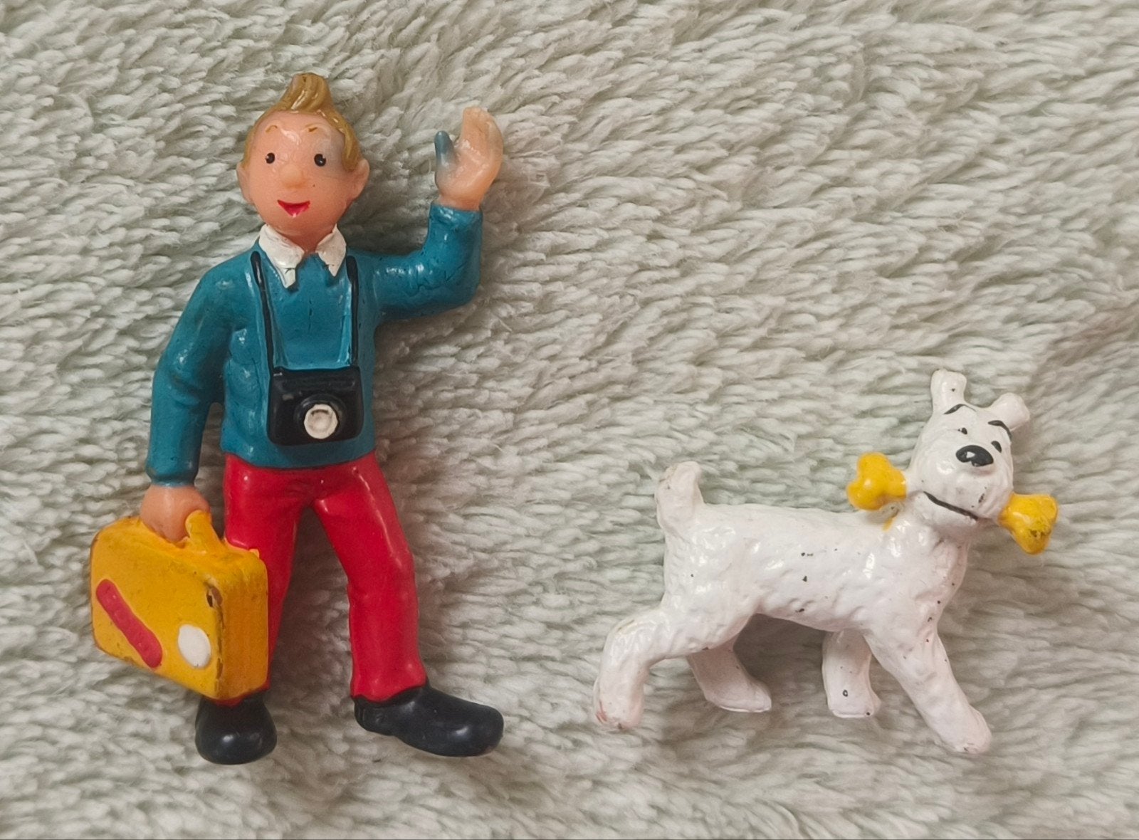 Kuifje en Bobbie Billyland 1975 retro vintage figuren, Ophalen of Verzenden, Kuifje, Gebruikt, Beeldje of Figuurtje