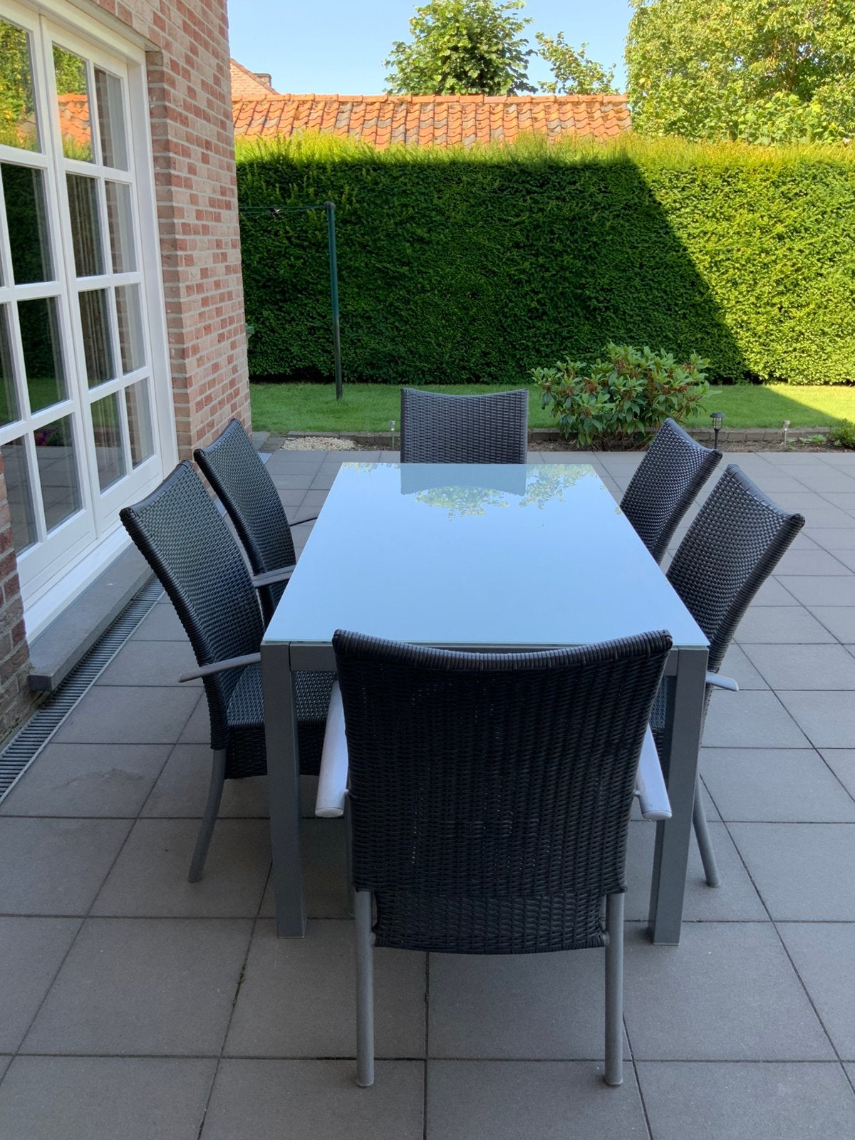 Tafel en 6 tuinstoelen., Ophalen, Zo goed als nieuw, Rechthoekig, Metaal