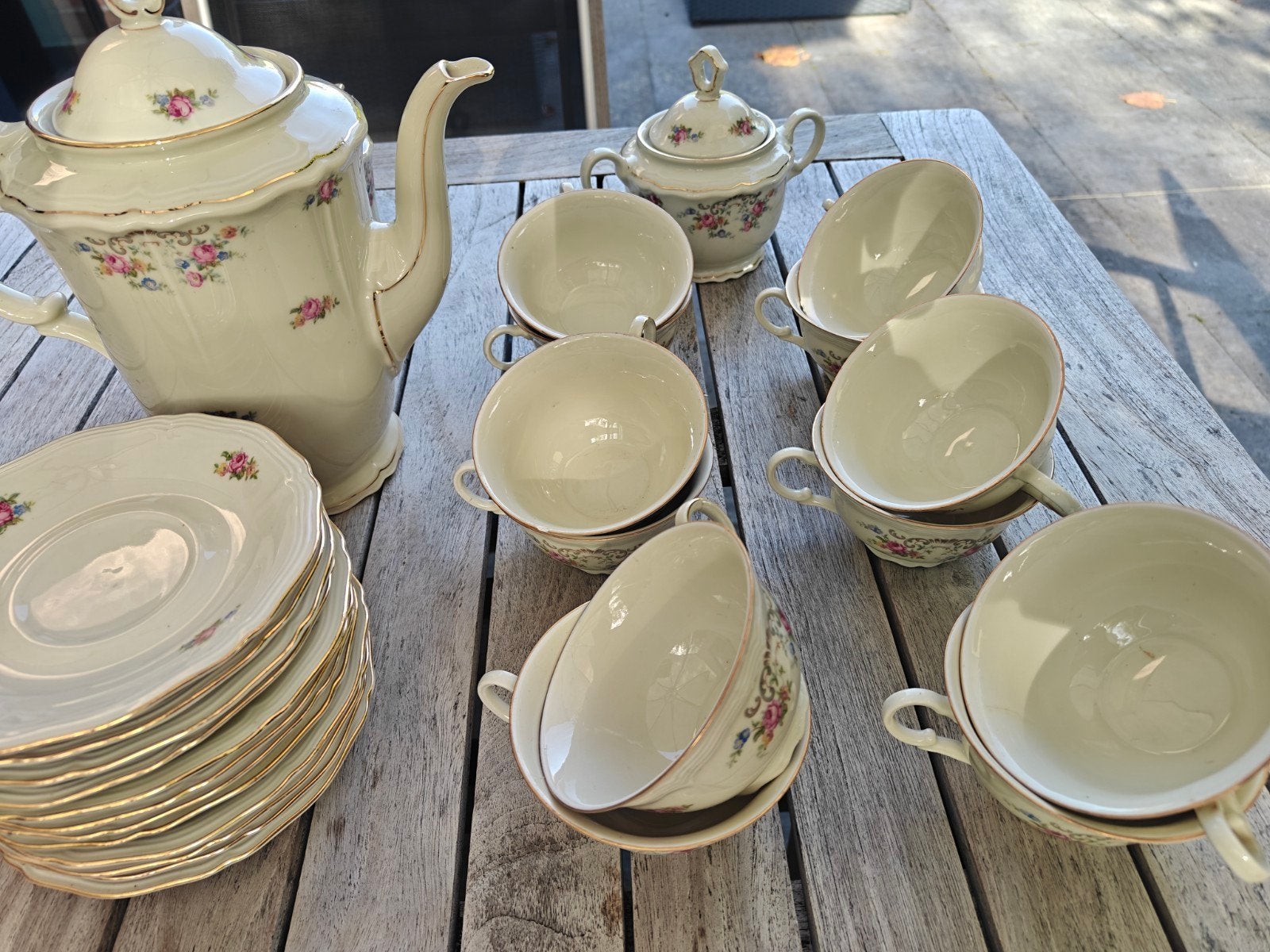12 delig porselein theeservies Bavaria elfenbein 90, Antiek en Kunst, Antiek | Servies compleet, Ophalen of Verzenden