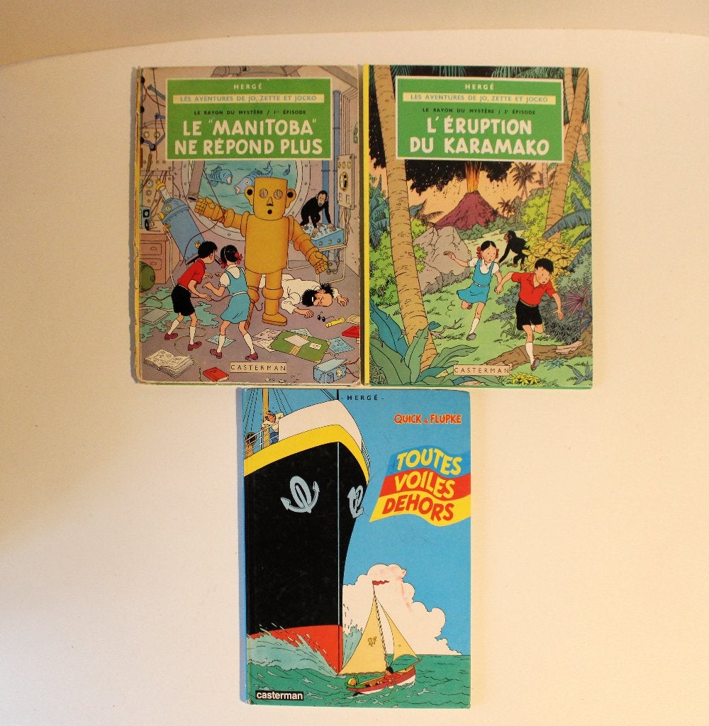 Hergé: Jo, Zette et Jocko & Quick & Flupke (3xHardcover), Boeken, Gelezen, Ophalen of Verzenden, Meerdere stripboeken, Hergé