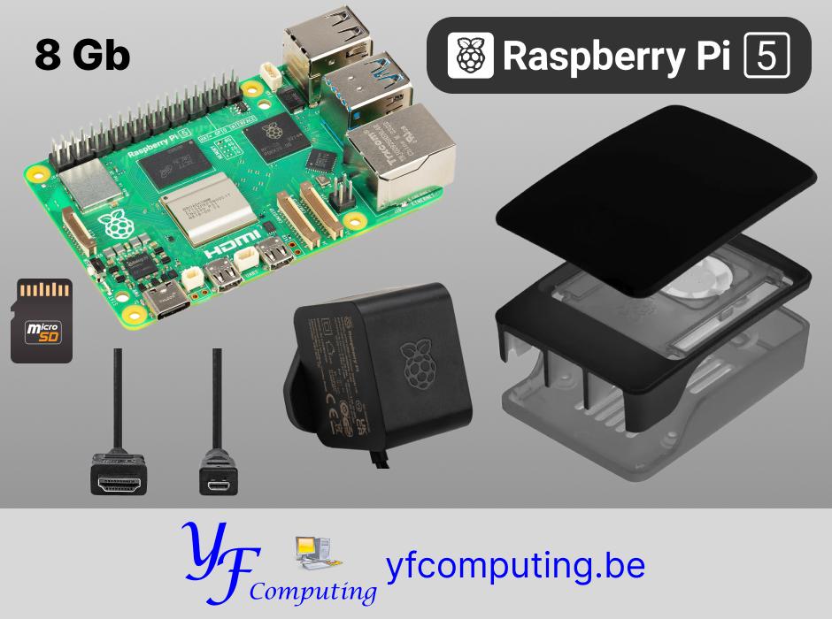 Kit Raspberry Pi 5 8 Go avec boîtier – Neuf, Hobby & Loisirs créatifs, Composants électroniques, Enlèvement ou Envoi, Neuf