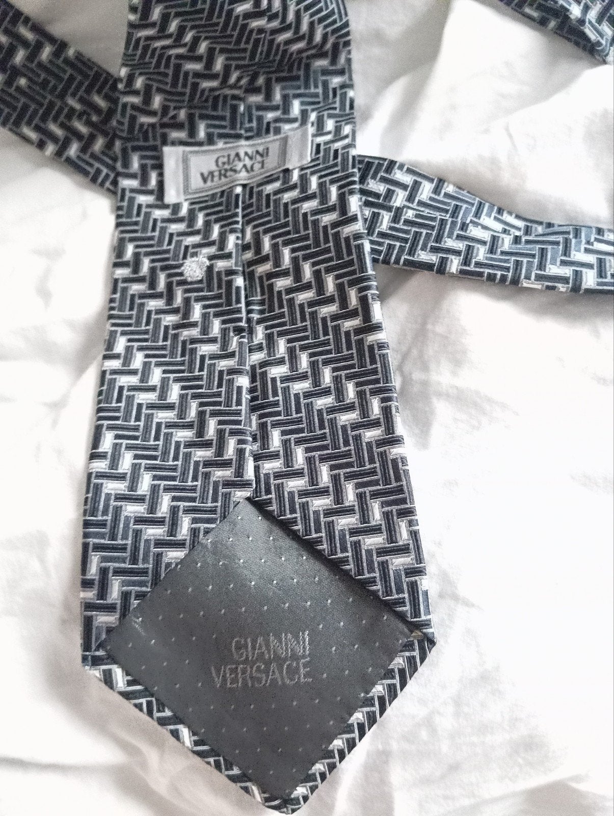 Gianni Versace - das met wit-zwart patroon, Ophalen of Verzenden, Wit